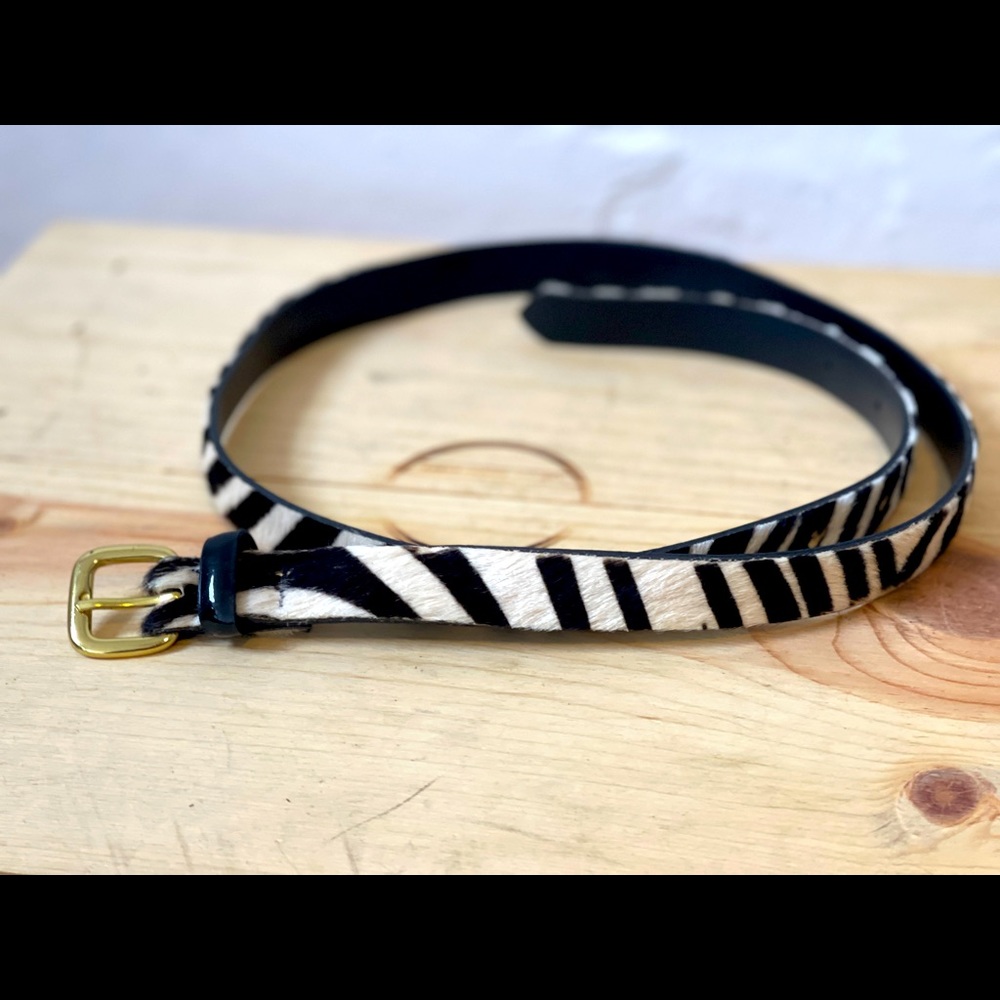 J. CREW Zebra Calf-Hair Belt Size Small